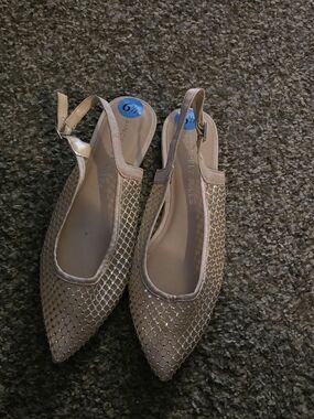 Sincerly Jules Champagne Mesh Slingback Pointed Flats